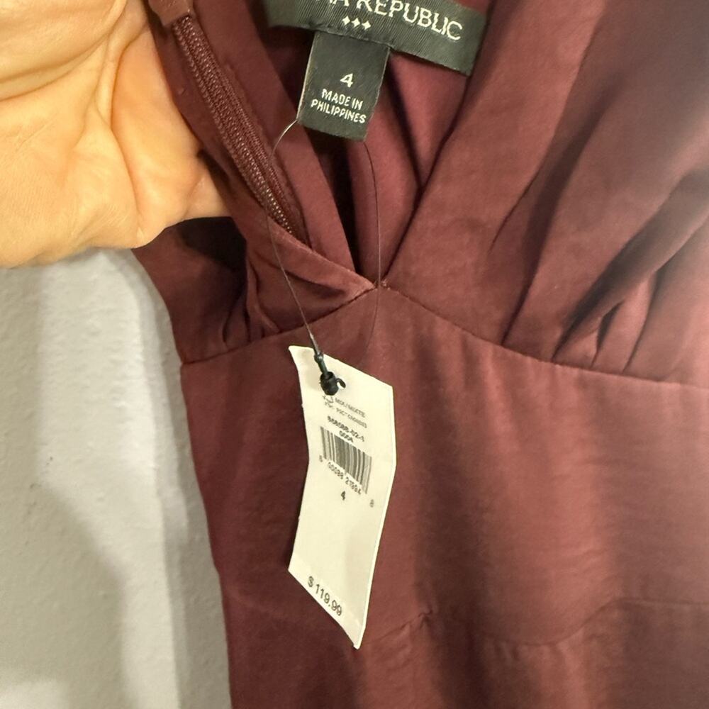 NWT Banana Republic Women Elegant Burgundy Sleeveless cocktail Midi Dress Size 4 - Picture 7 of 8